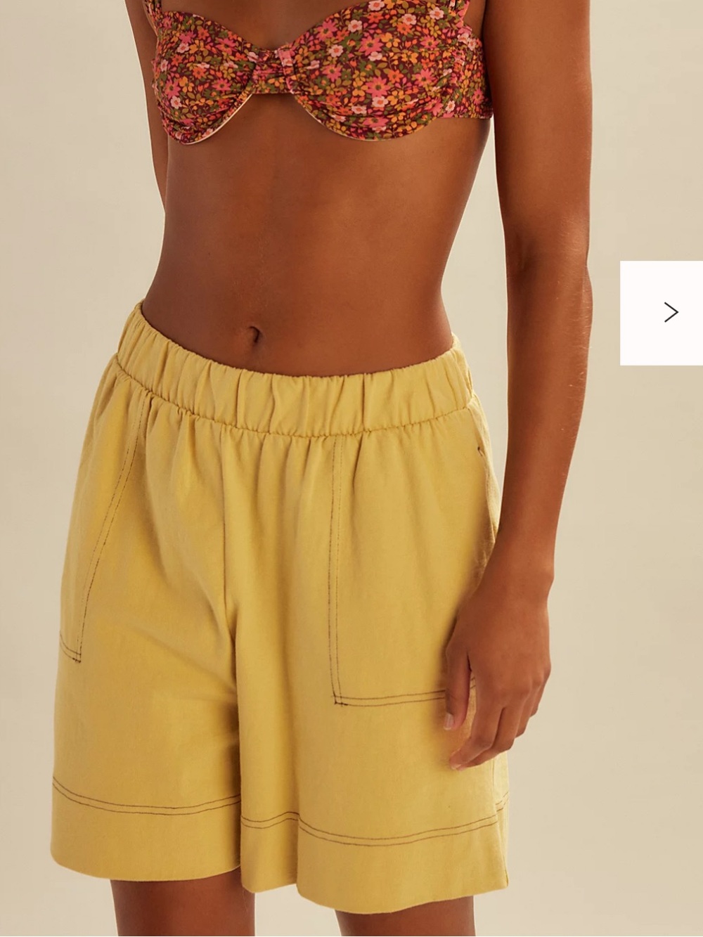 Free People Beach Strada Utility Shorts XS Yellow Boho Coastal
